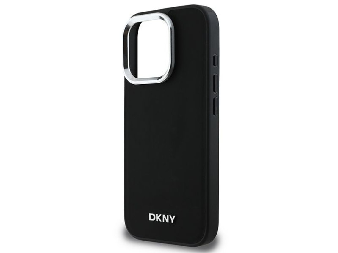 Capa DKNY Plain Silver Logo MagSafe para iPhone 16 Pro - Preta
