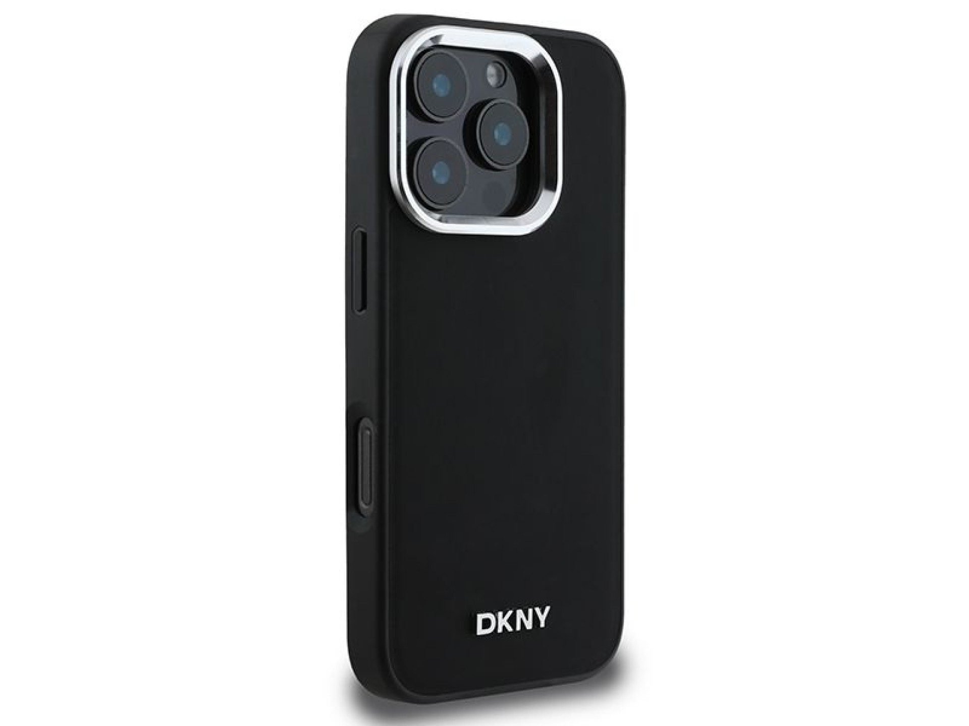 Capa DKNY Plain Silver Logo MagSafe para iPhone 16 Pro - Preta