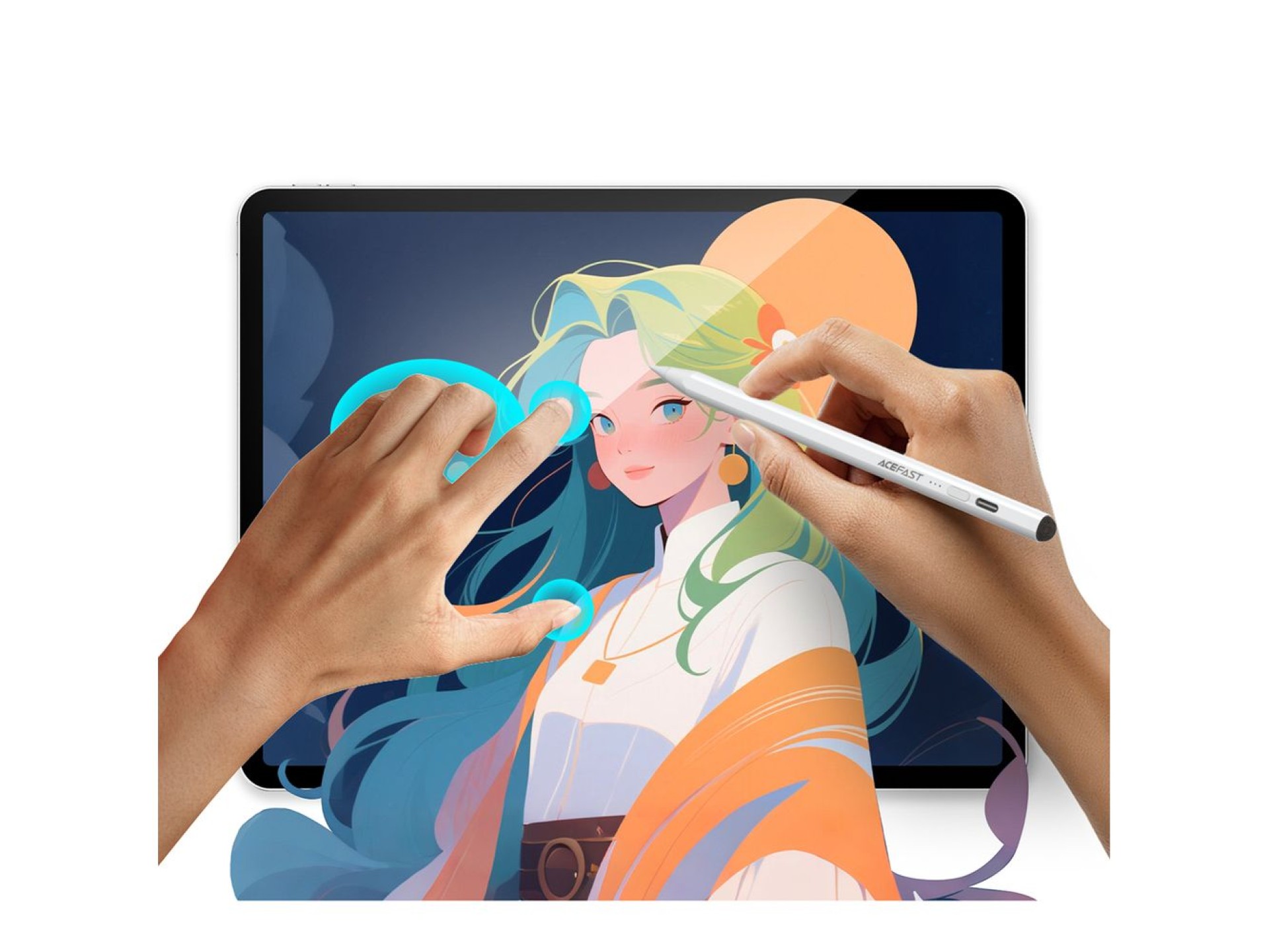 Caneta capacitiva Acefast V2 para iPad com 2 pontas intercambiáveis ??- Branca
