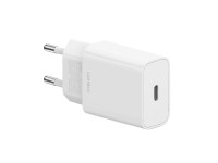 Cargador CUKTECH de 20 W con puerto USB tipo C y enchufe europeo, color blanco.