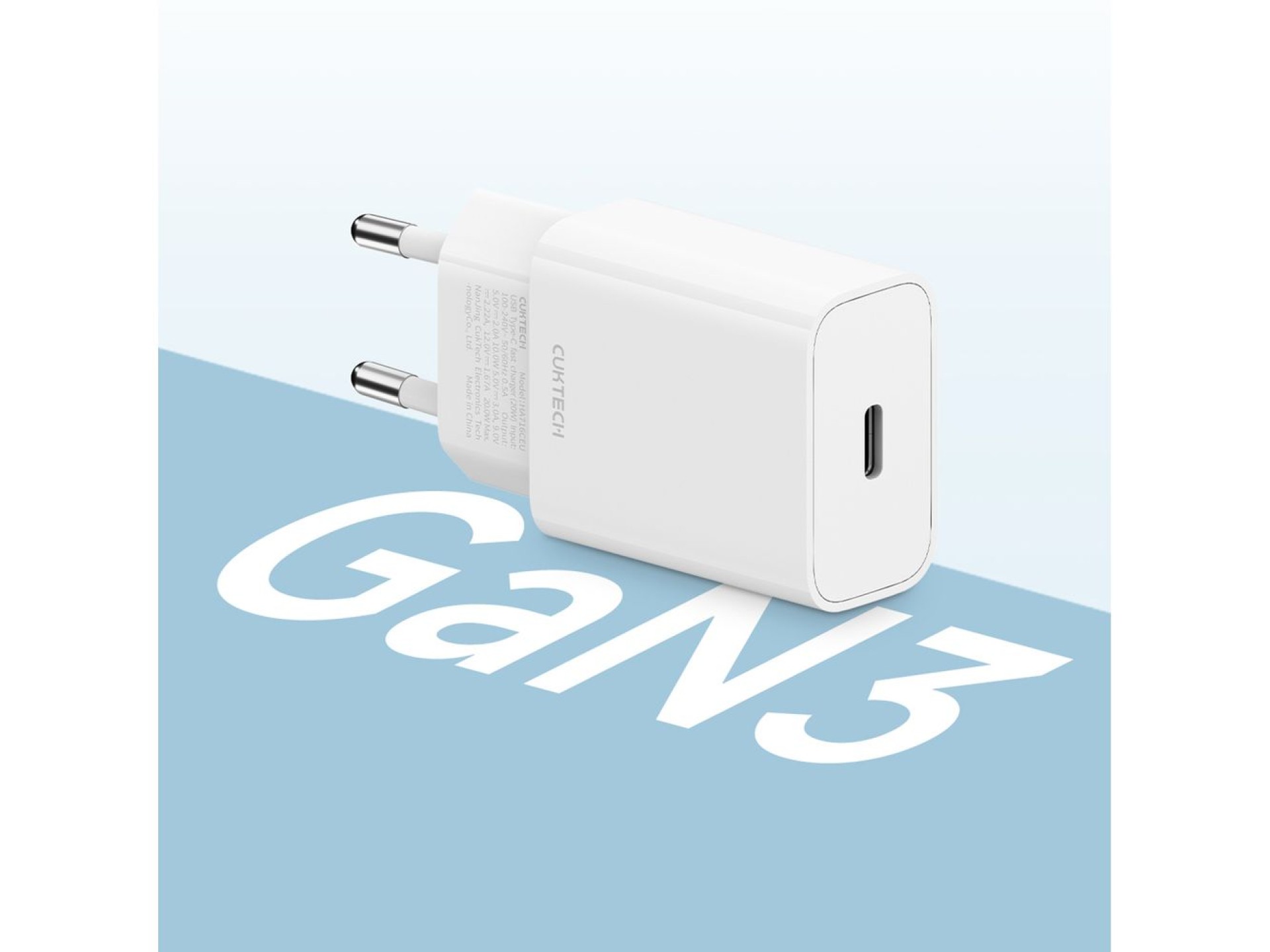 Carregador CUKTECH 20W Tipo C com plugue UE, branco