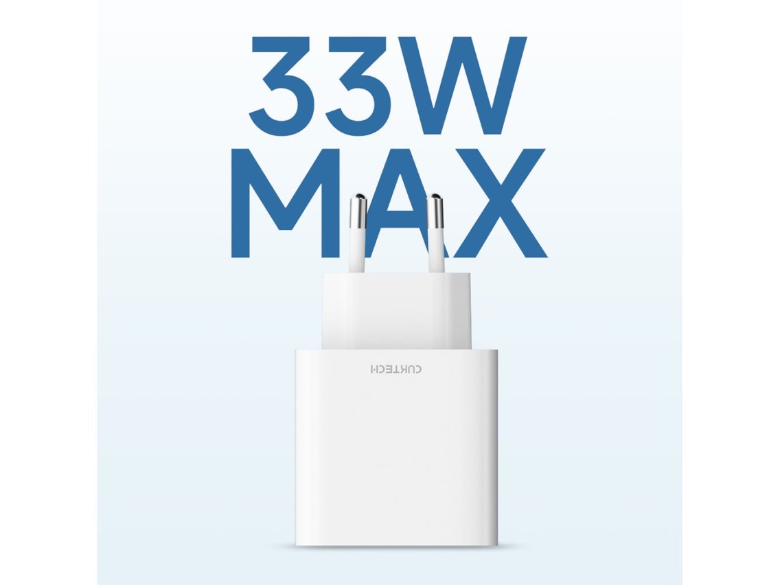 Cuktech A19 30W USB-A + USB-C Wall Charger - White