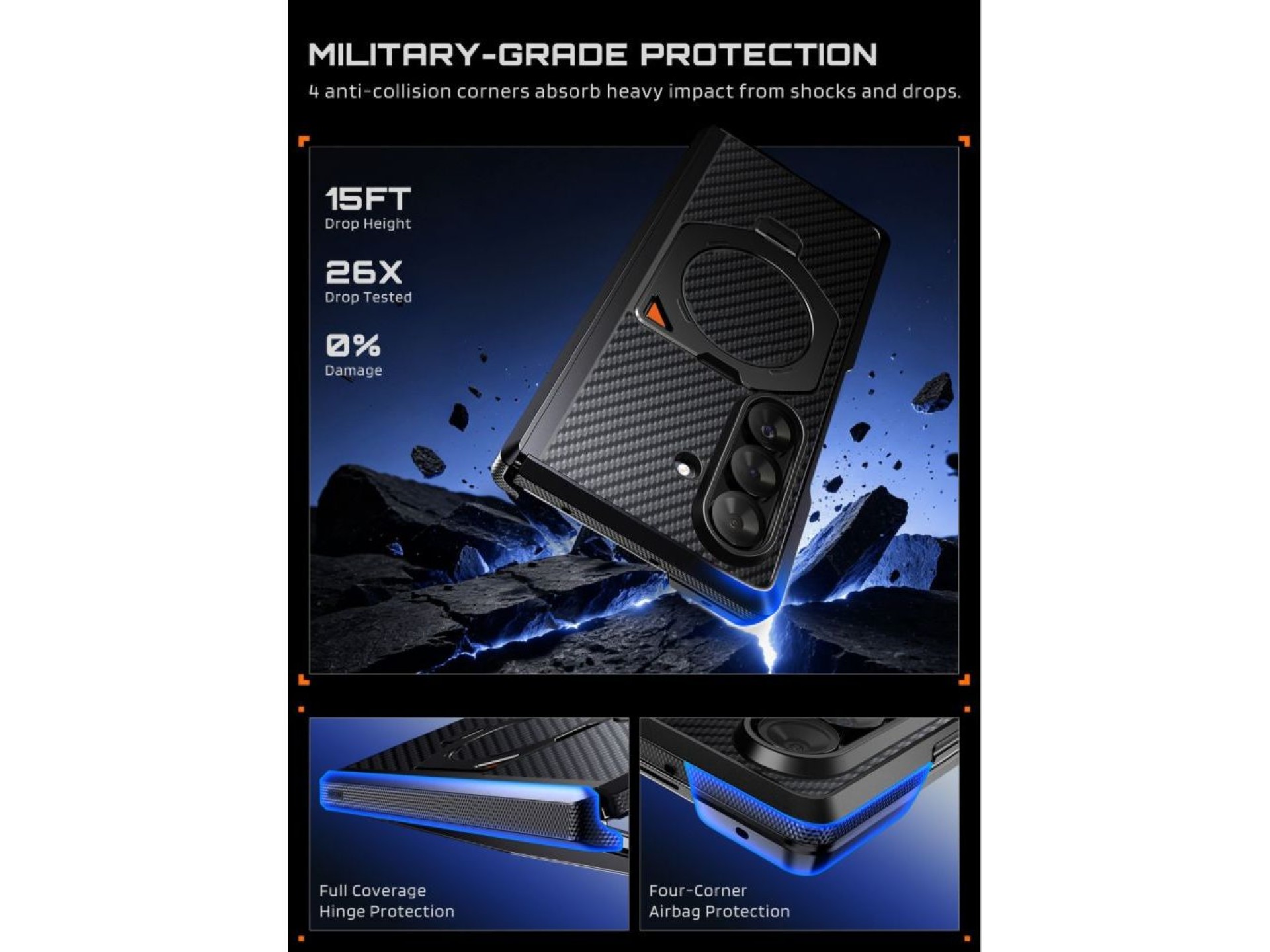 Conjunto de 2 capas Supcase UB Aero MagSafe para Samsung Galaxy Z Fold 8 Ultra - Preto