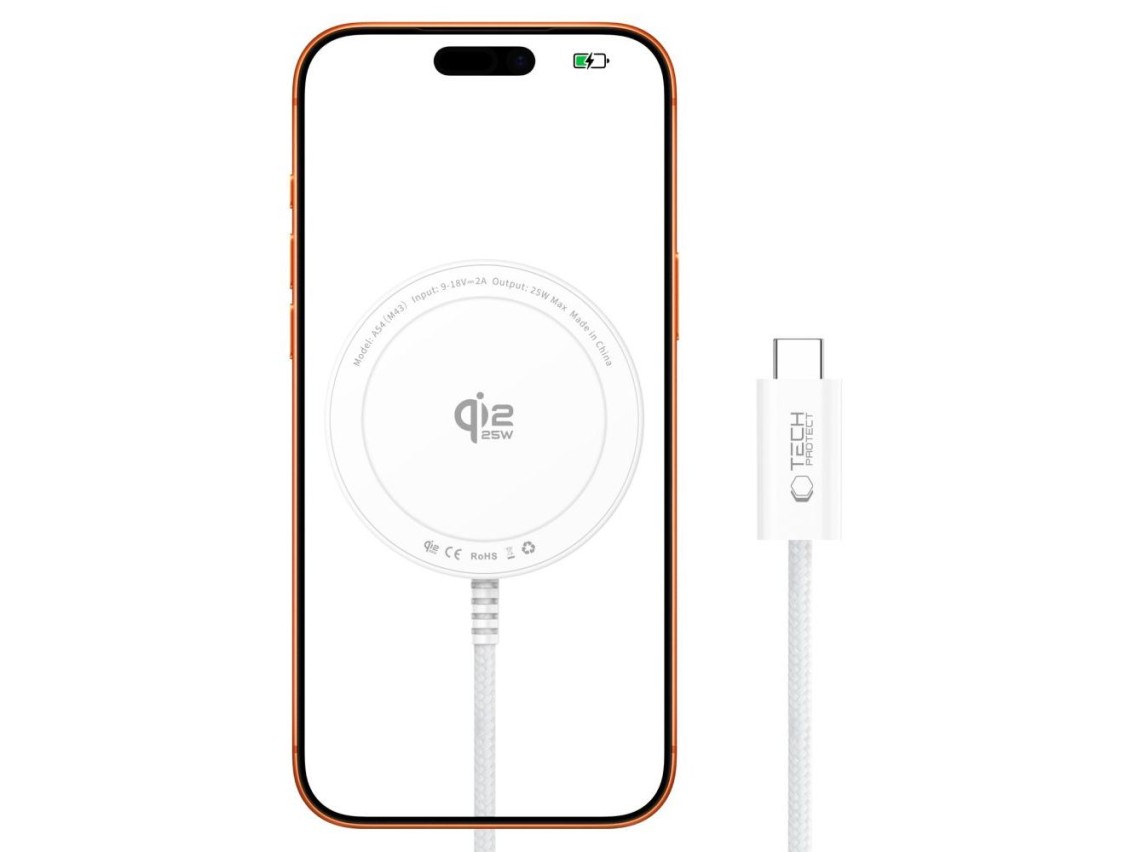 Cargador inalámbrico Tech-Protect A54 MagSafe de 25 W QI2.2 - Blanco
