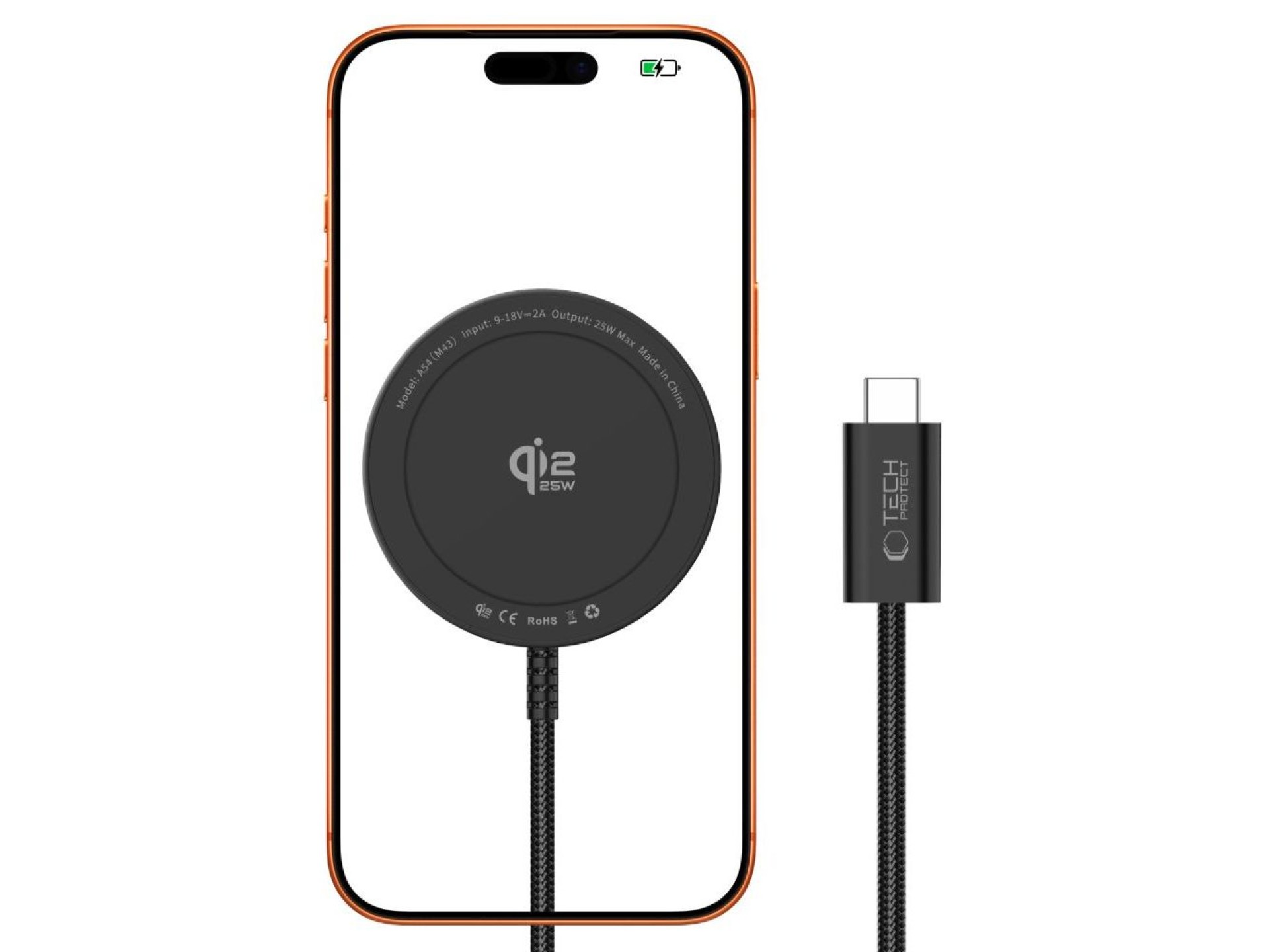 Cargador inalámbrico Tech-Protect A54 MagSafe de 25 W QI2.2 - Negro
