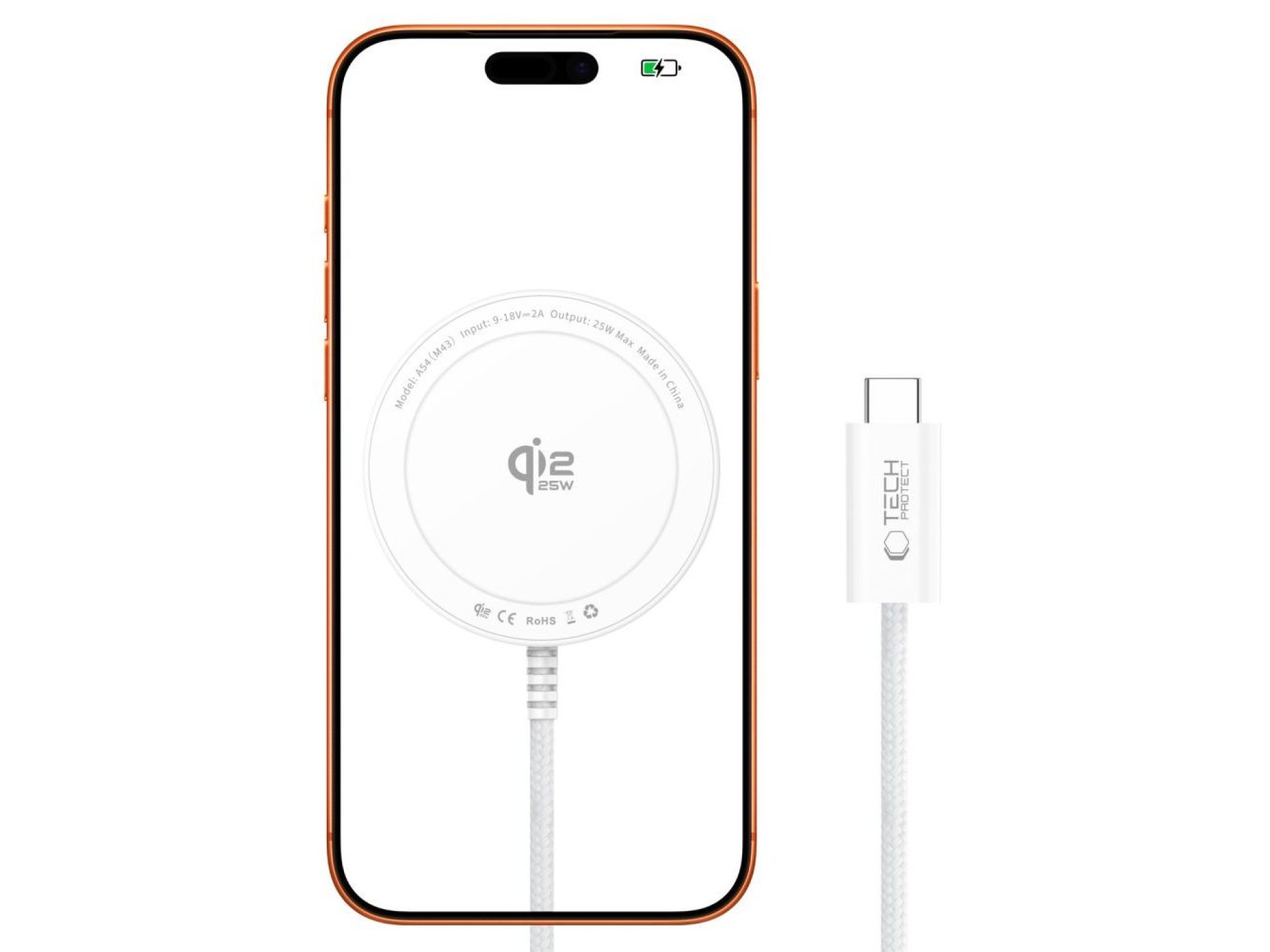 Cargador inalámbrico Tech-Protect A54 MagSafe de 25 W QI2.2 - Blanco