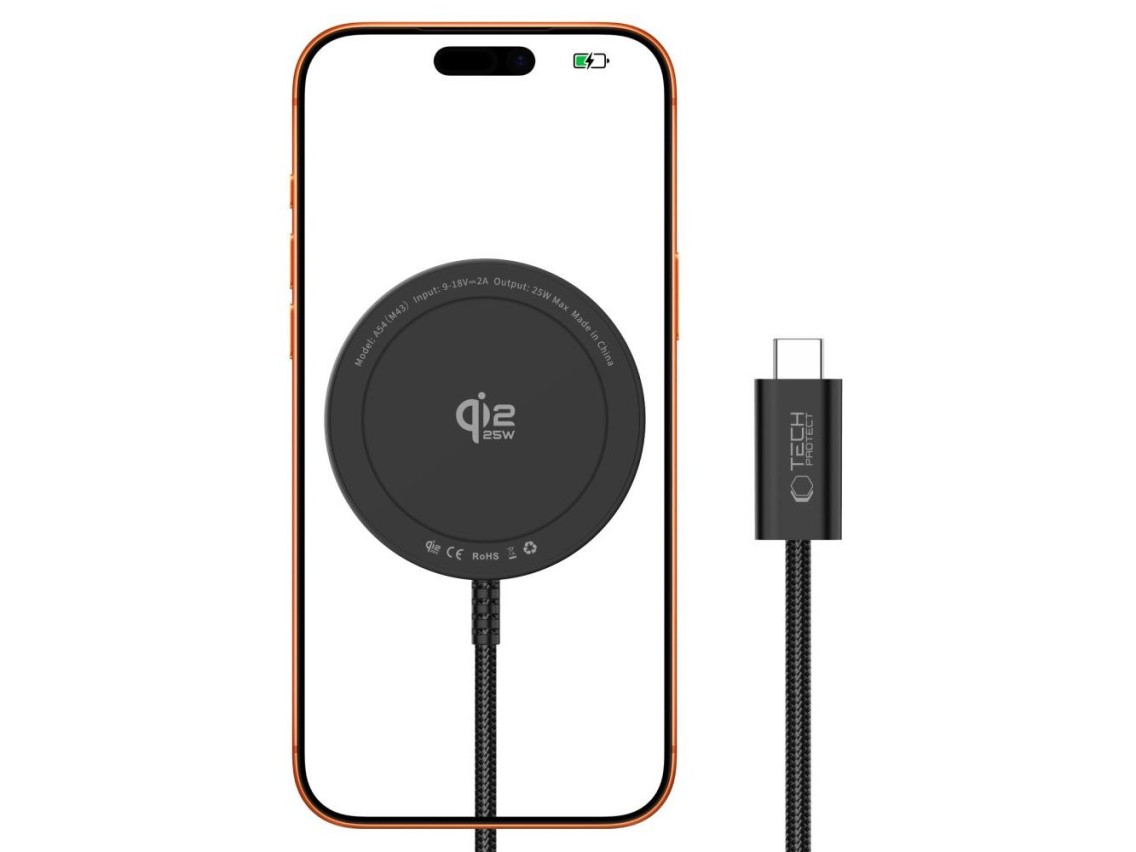 Carregador sem fio Tech-Protect A54 MagSafe 25W QI2.2 - Preto