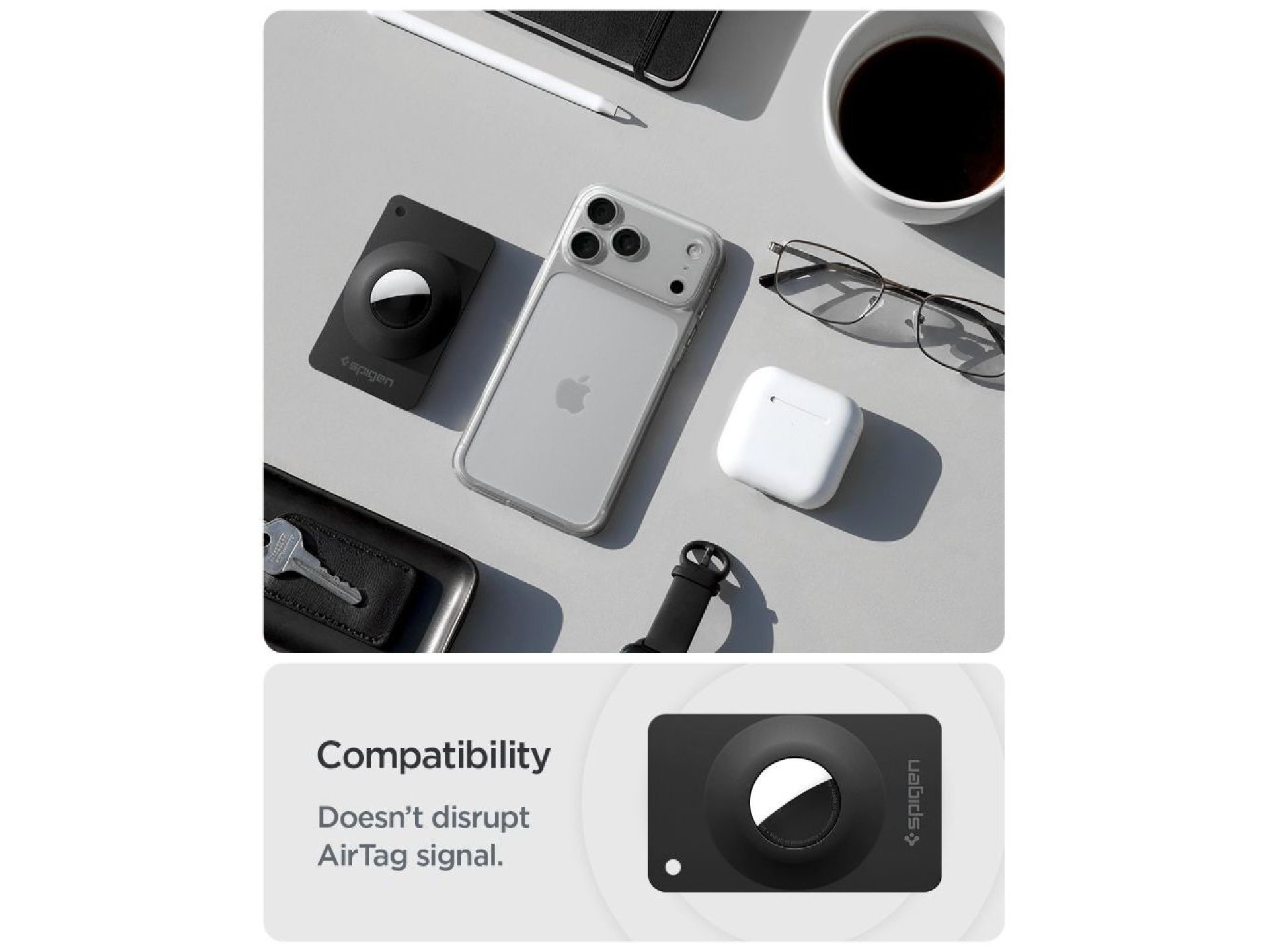 Capa Spigen AirFit 2 (2 unidades) para Apple AirTag 1/2 - Preta