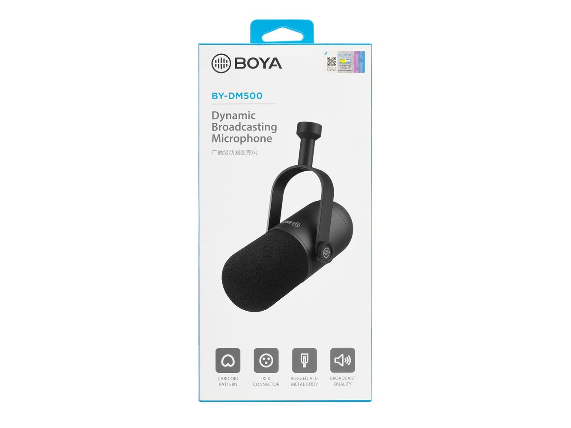 Microfone dinâmico cardioide XLR BOYA BY-DM500 para podcasts - Preto