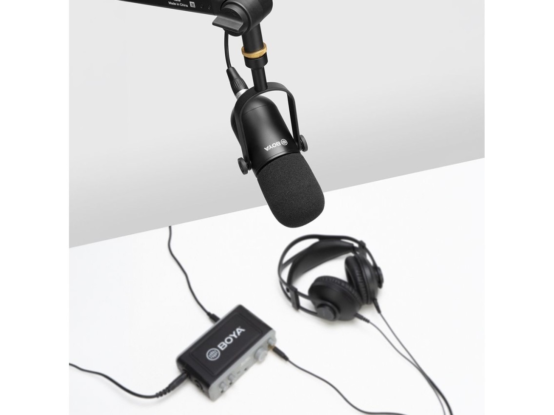 Micrófono dinámico cardioide XLR BOYA BY-DM500 para podcasts - Negro