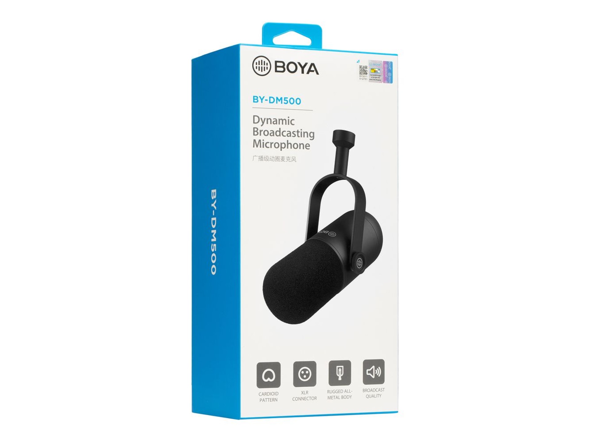 Microfone dinâmico cardioide XLR BOYA BY-DM500 para podcasts - Preto