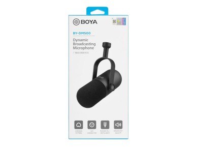Micrófono dinámico cardioide XLR BOYA BY-DM500 para podcasts - Negro Micrófono dinámico cardioide XLR BOYA BY-DM500 para podcasts - Negro