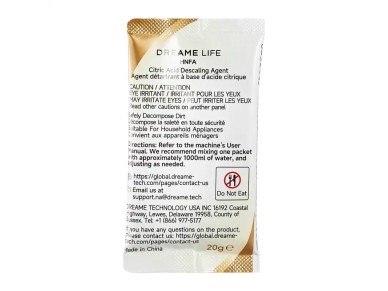 Descaling solution for the Dreame N20 Steam, 12 x 20g Descaling solution for the Dreame N20 Steam, 12 x 20g