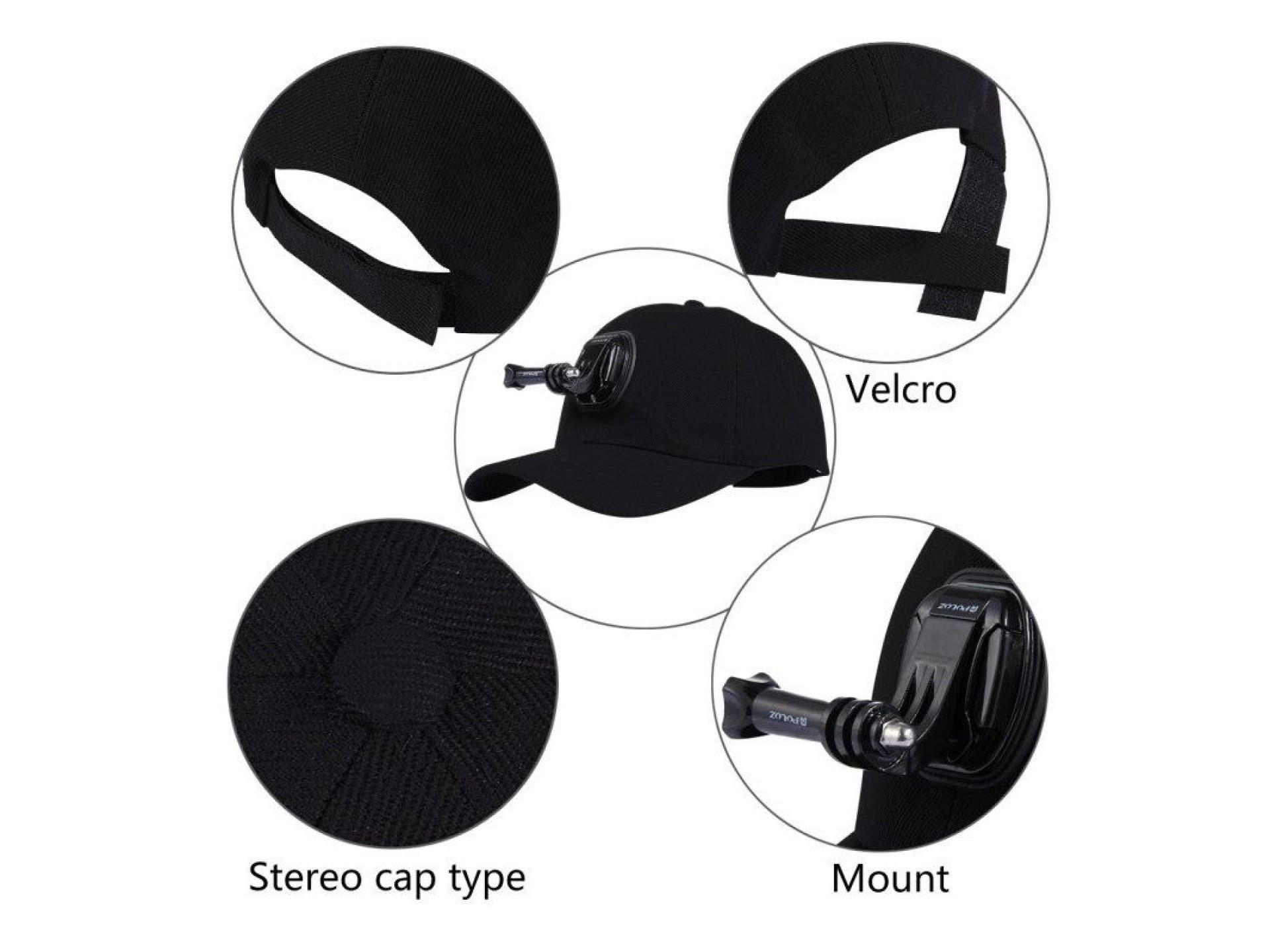 Boné Puluz com suporte para câmera esportiva (DJI, GoPro, Insta360)