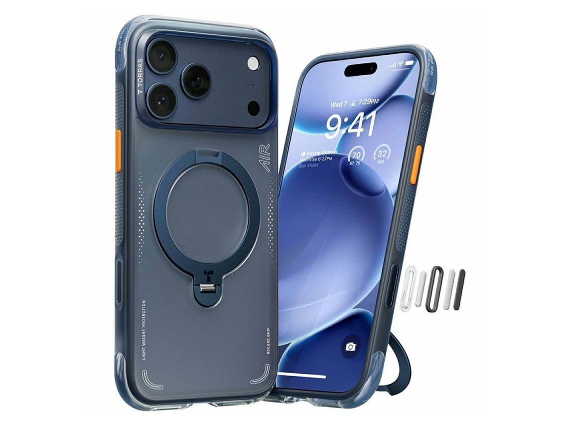 Torras - Ostand Spin Air Series - iPhone 17 Pro Max - Azul medianoche