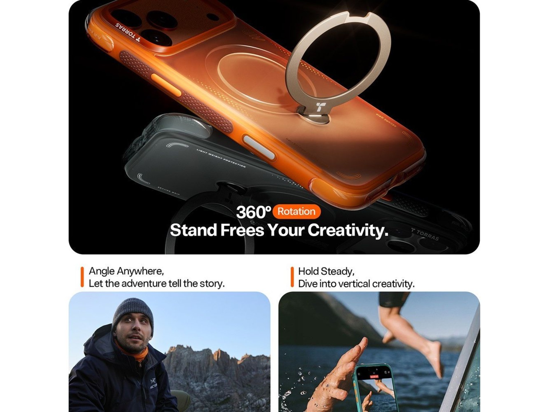 Torras - Ostand Spin Air Series - iPhone 17 Pro - Negro Sombra