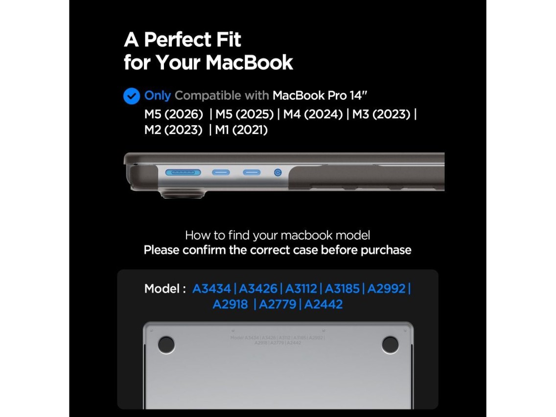 Funda Spigen AirSkin para MacBook Pro de 14" 2021 / 2023 / 2024 / 2025 / 2026 - Semitransparente