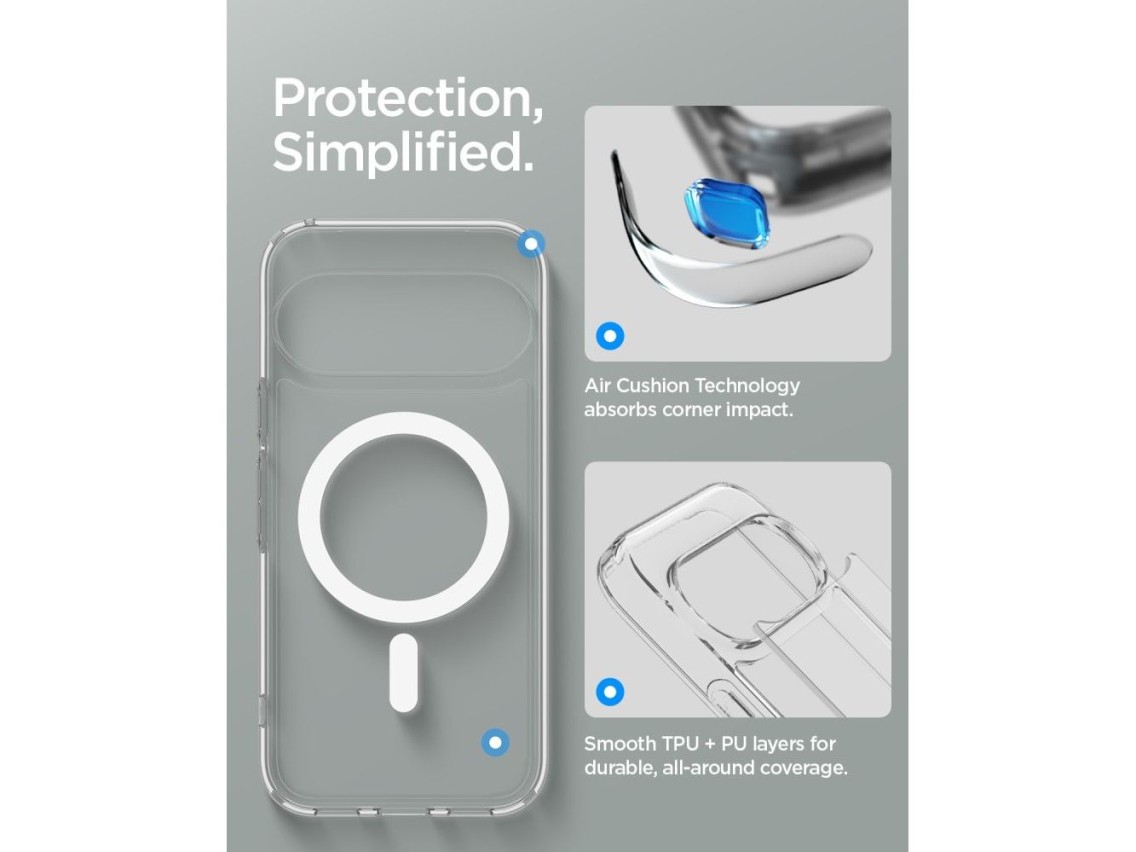 Funda Spigen Ultra Hybrid Mag MagSafe para Google Pixel 11 Pro - Transparente y blanca