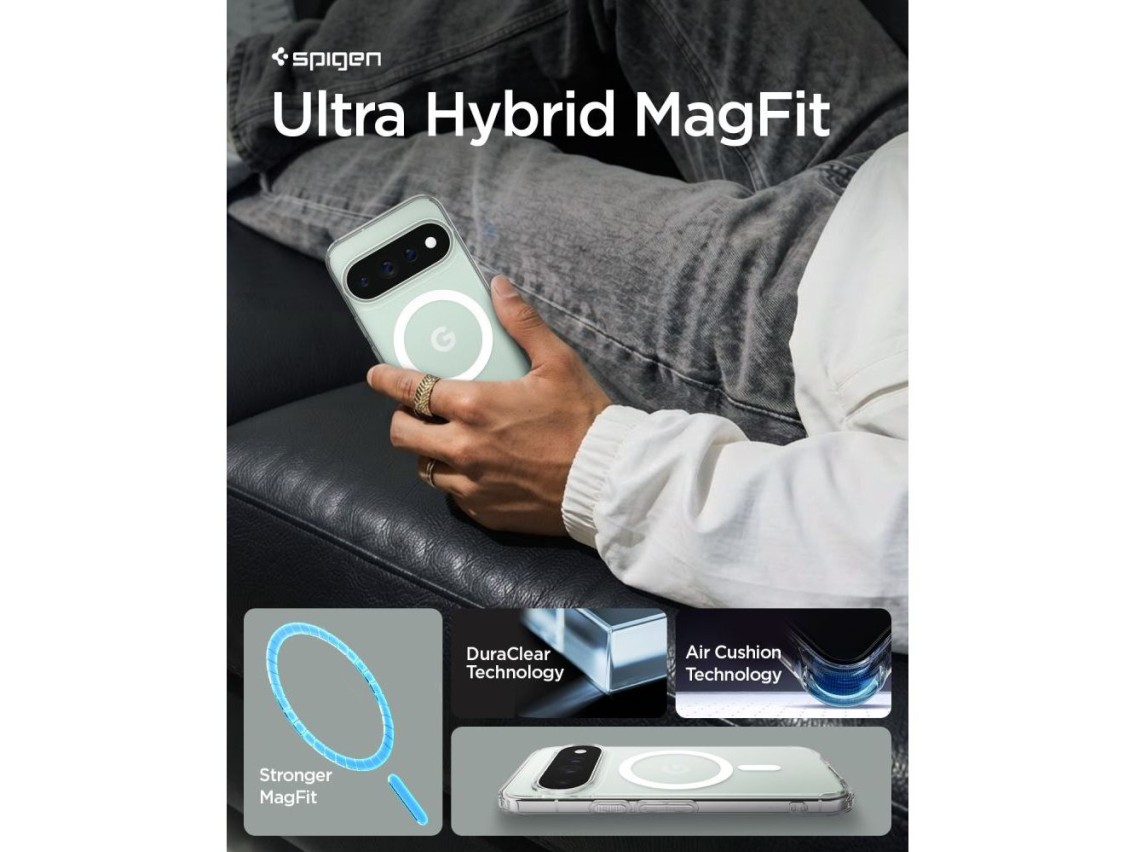 Funda Spigen Ultra Hybrid Mag MagSafe para Google Pixel 11 Pro - Transparente y blanca
