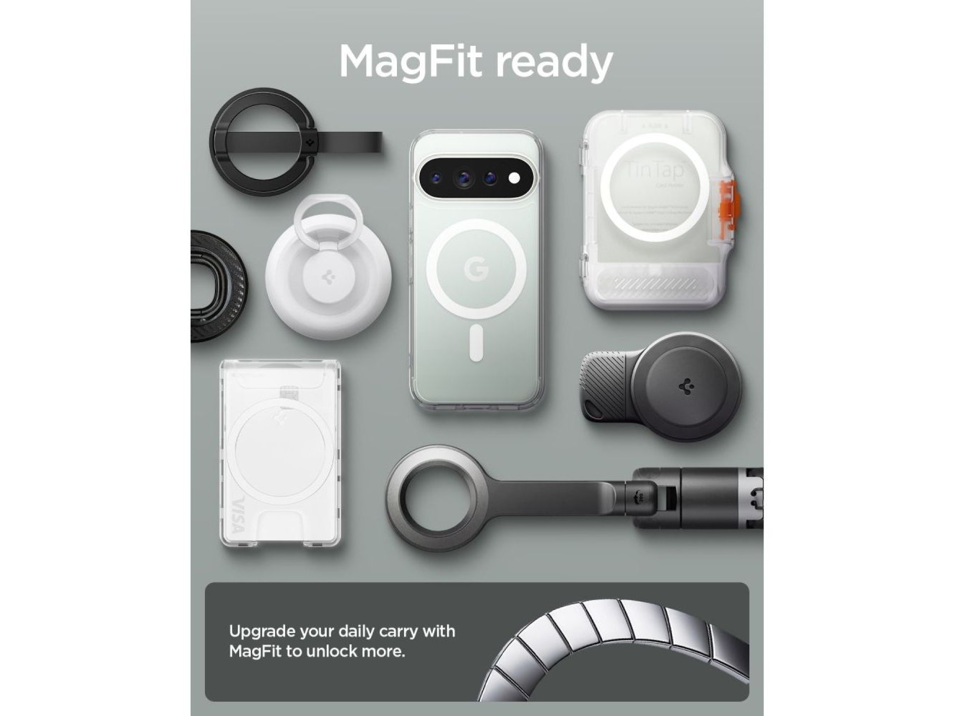 Funda Spigen Ultra Hybrid Mag MagSafe para Google Pixel 11 Pro - Transparente y blanca
