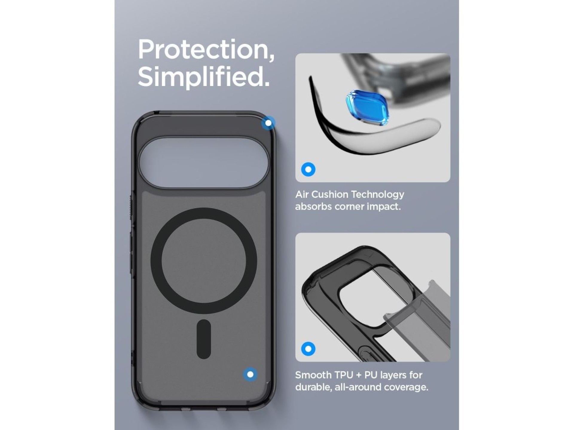 Spigen Ultra Hybrid Mag MagSafe Case for Google Pixel 11 - Black and Gray