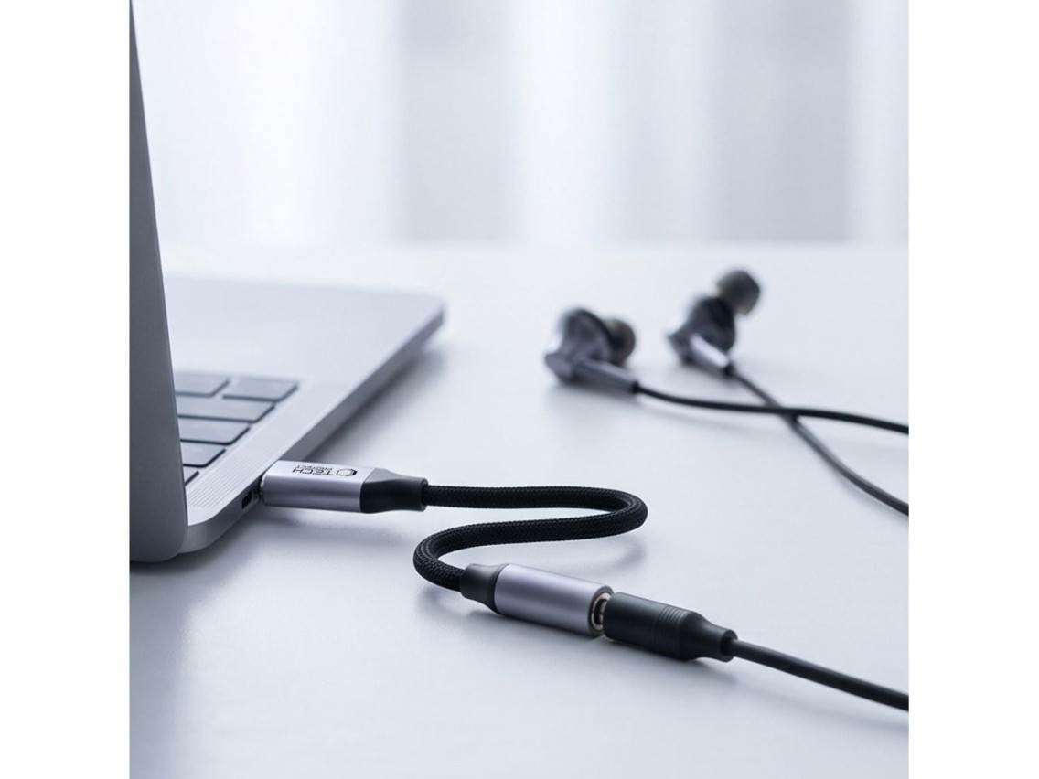 Adaptador Tech-Protect Ultraboost USB-C para Mini Jack 3,5 mm DAC - cinza escuro