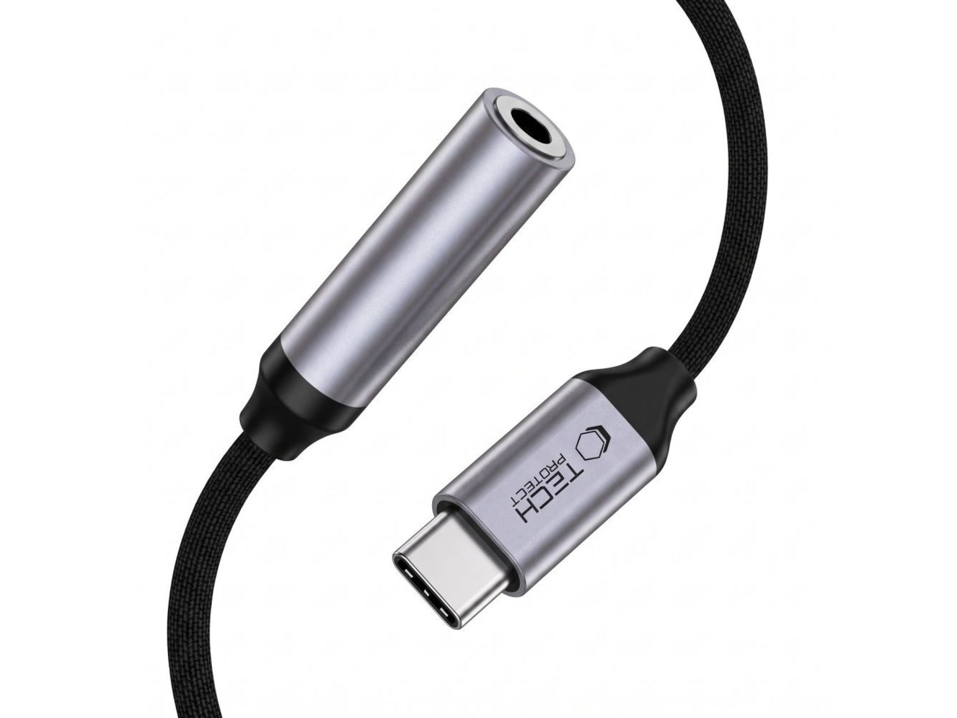 Adaptador Tech-Protect Ultraboost USB-C para Mini Jack 3,5 mm DAC - cinza escuro