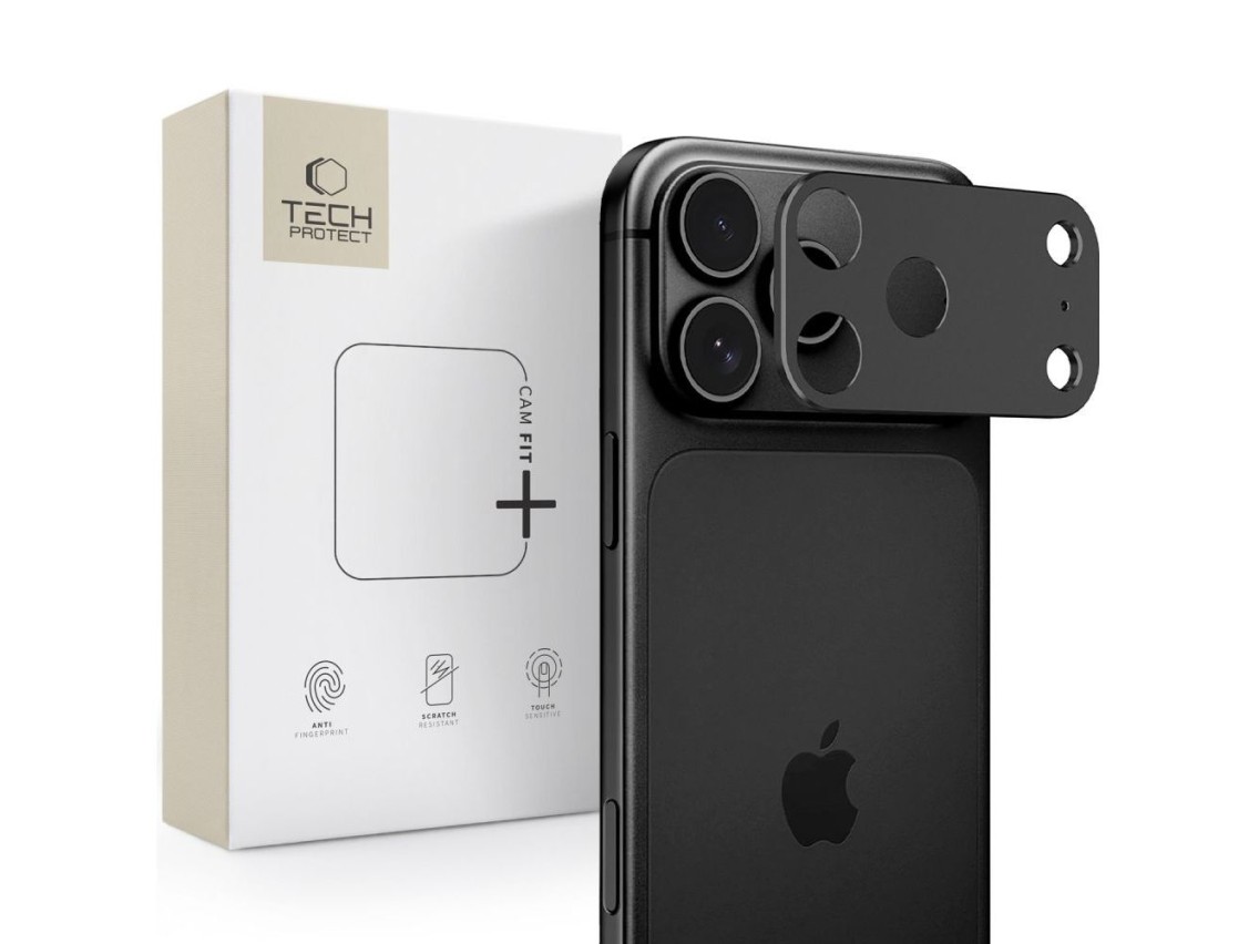Capa protetora para c�mera Tech-Protect Camalloy Fit+ para iPhone 18 Pro Max - Preta