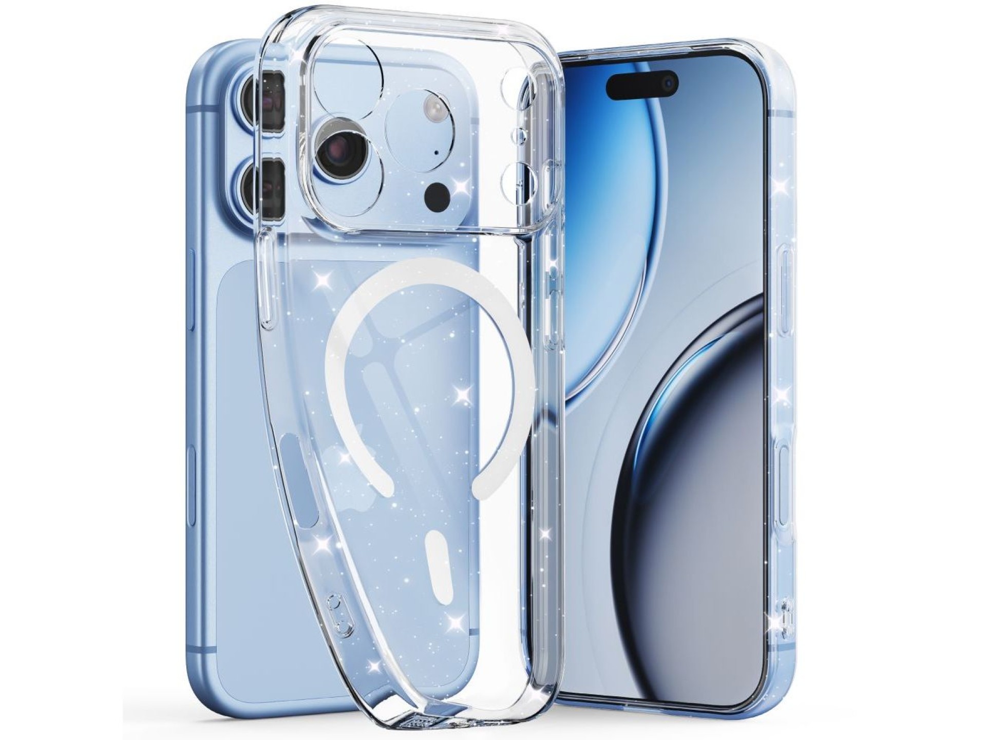 Tech-Protect FlexAir MagSafe Case for iPhone 17 Pro Max / 18 Pro Max - Clear Glitter