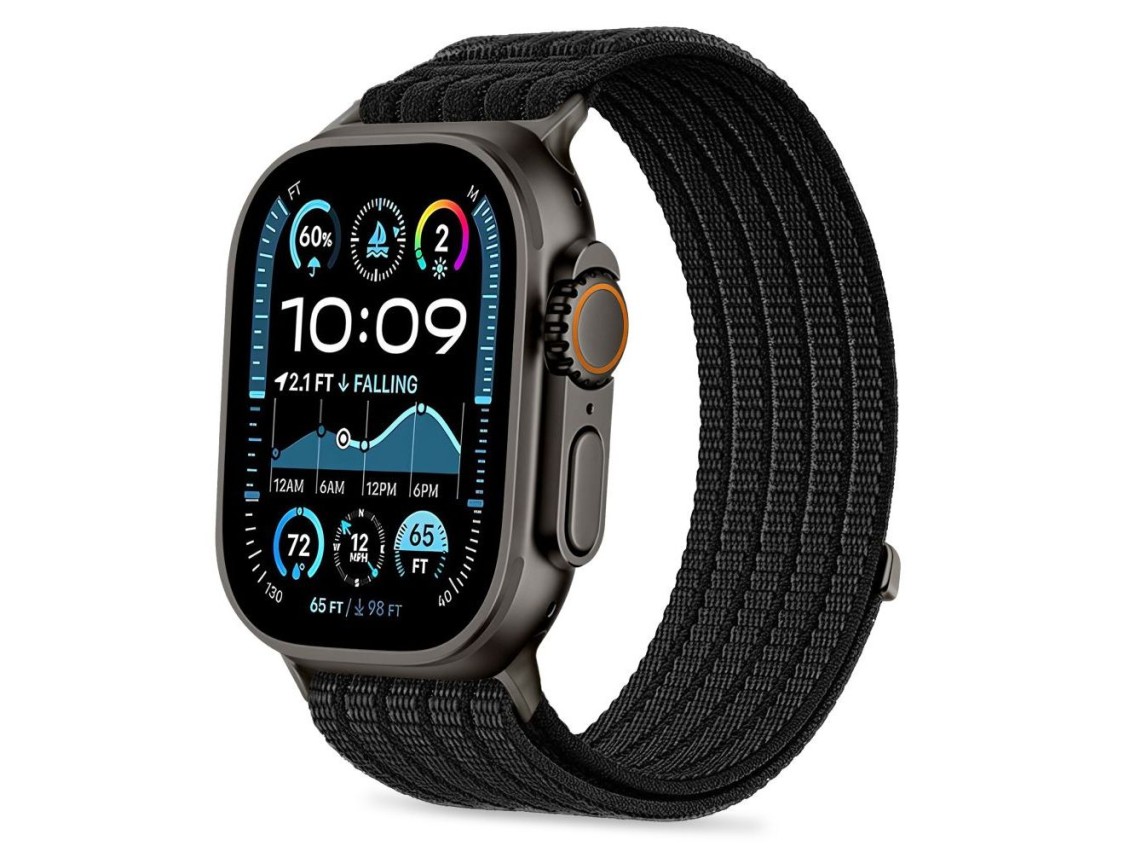 Tech-Protect Nylon Sport Strap for Apple Watch 44 / 45 / 46 / 49 mm - Black