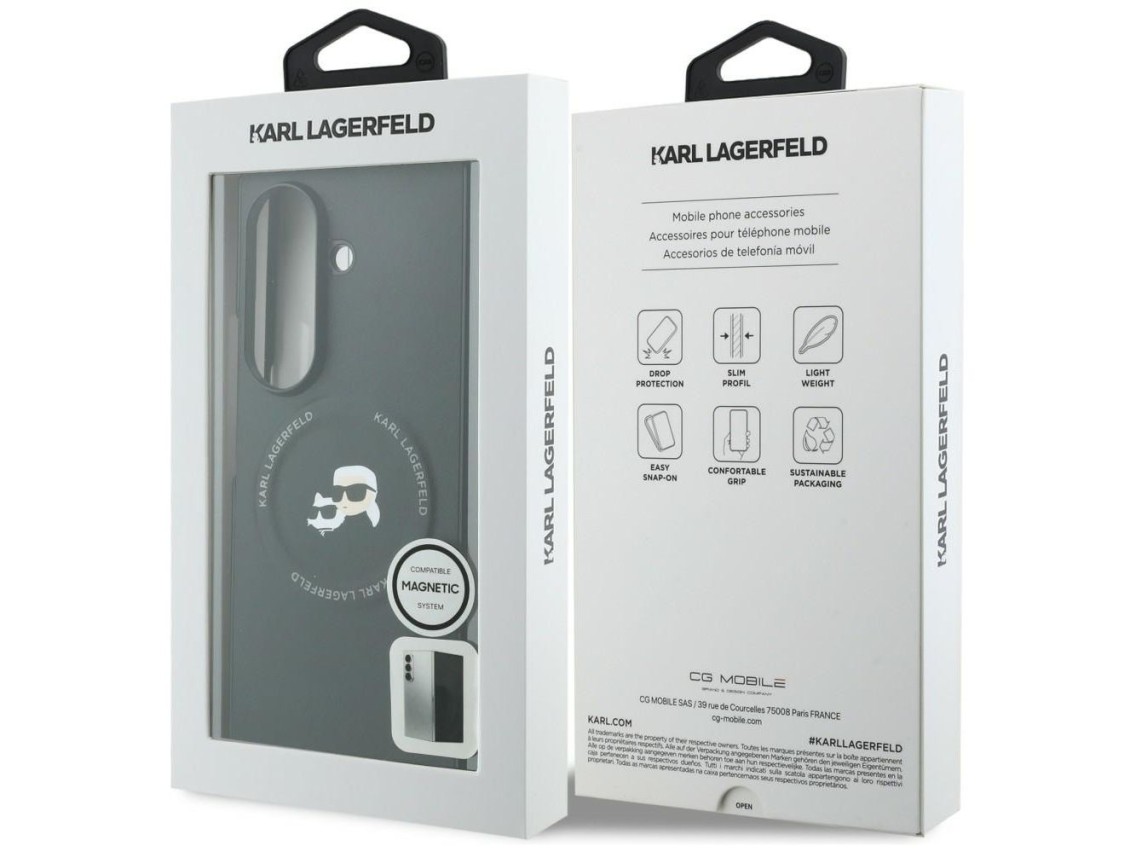 Capa MagSafe Karl Lagerfeld Karl&Choupette Pins para Samsung Galaxy Z Fold 8 Ultra - Preta
