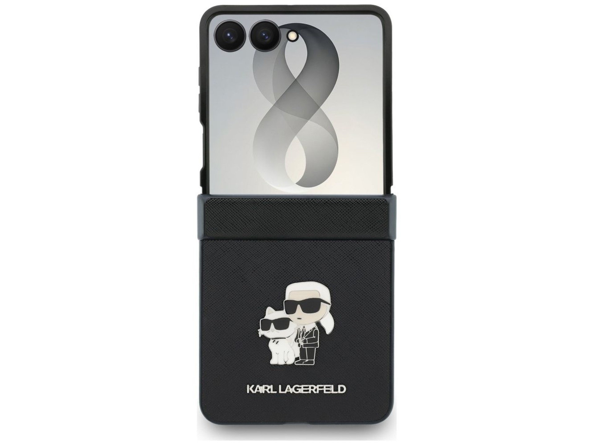 Karl Lagerfeld Karl&Choupette Saffiano Pins Case for Samsung Galaxy Z Flip 8 - Black