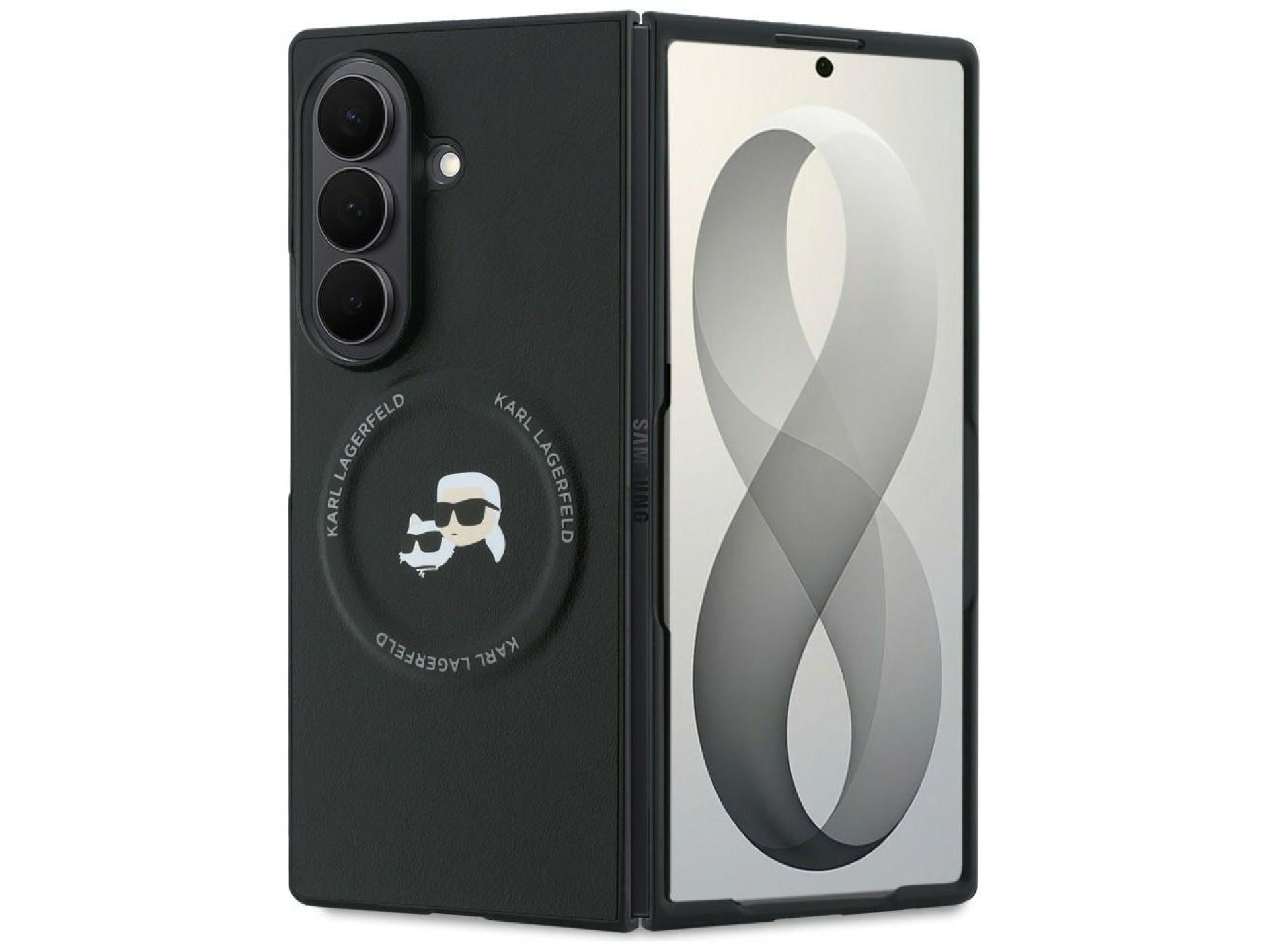 Capa MagSafe Karl Lagerfeld Karl&Choupette Pins para Samsung Galaxy Z Fold 8 Ultra - Preta