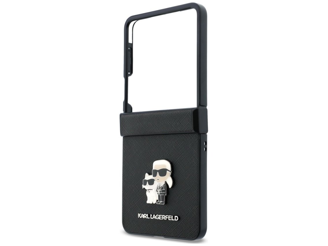 Capa Karl Lagerfeld Karl&Choupette Saffiano Pins para Samsung Galaxy Z Flip 8 - Preta
