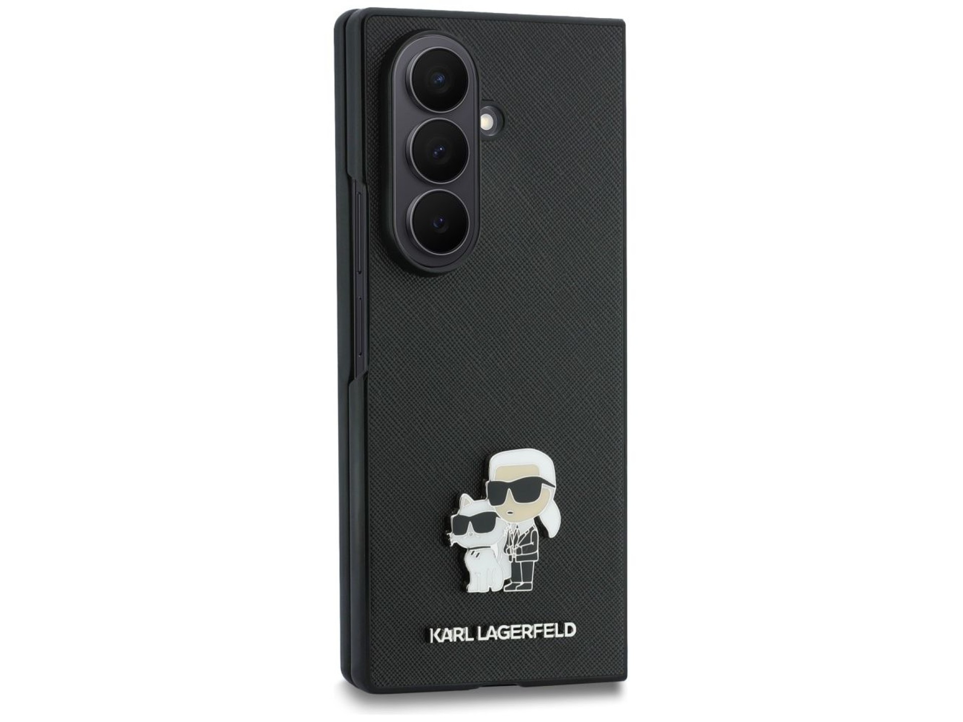 Karl Lagerfeld Saffiano Karl&Choupette Pin Case for Samsung Galaxy Z Fold 8 Ultra - Black