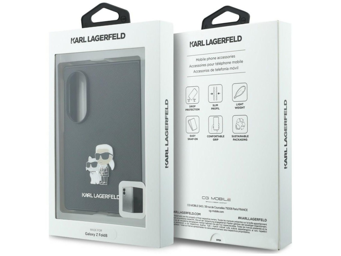 Funda Karl Lagerfeld Saffiano Karl&Choupette Pin para Samsung Galaxy Z Fold 8 - Negra