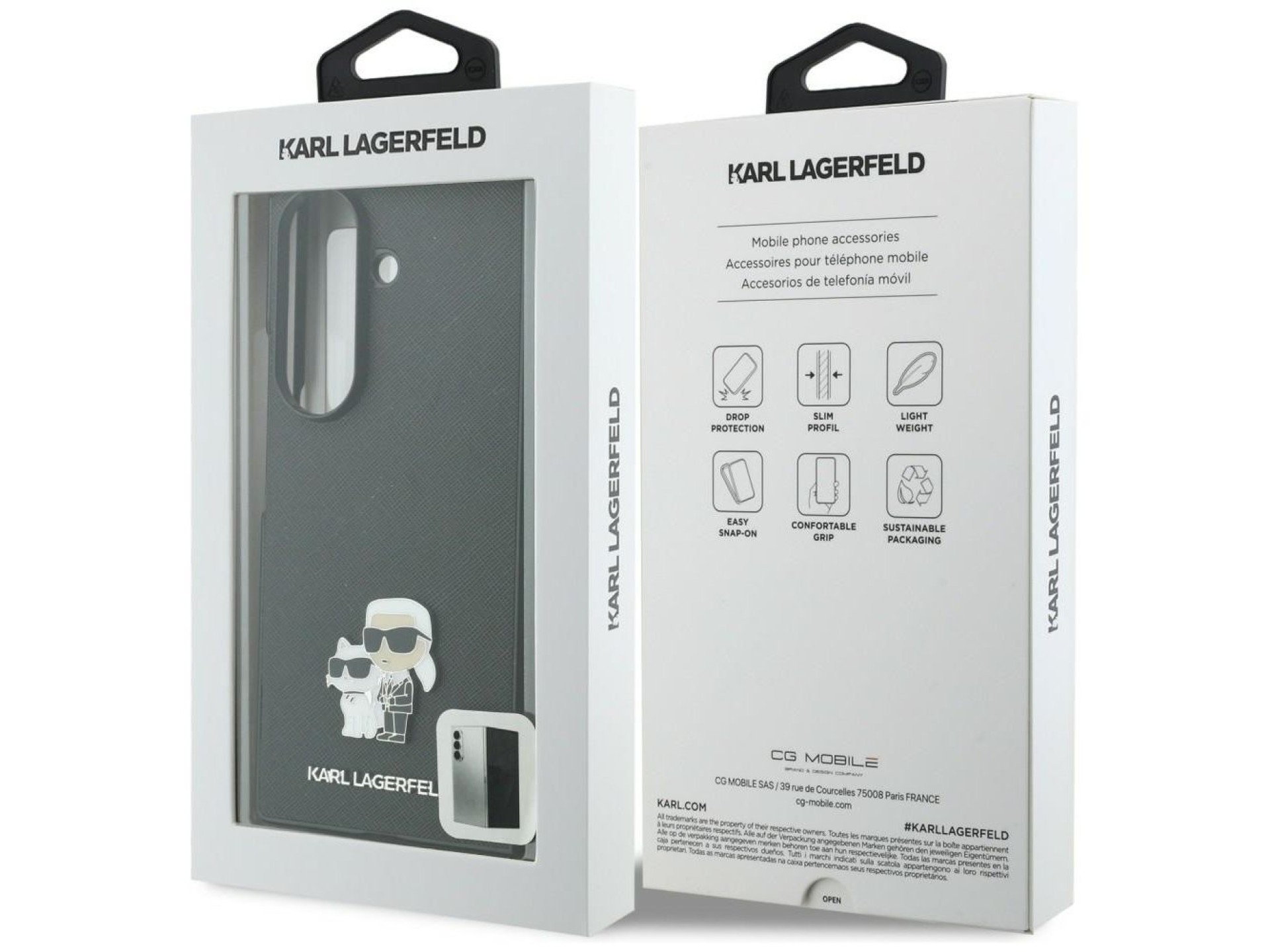 Karl Lagerfeld Saffiano Karl&Choupette Pin Case for Samsung Galaxy Z Fold 8 Ultra - Black