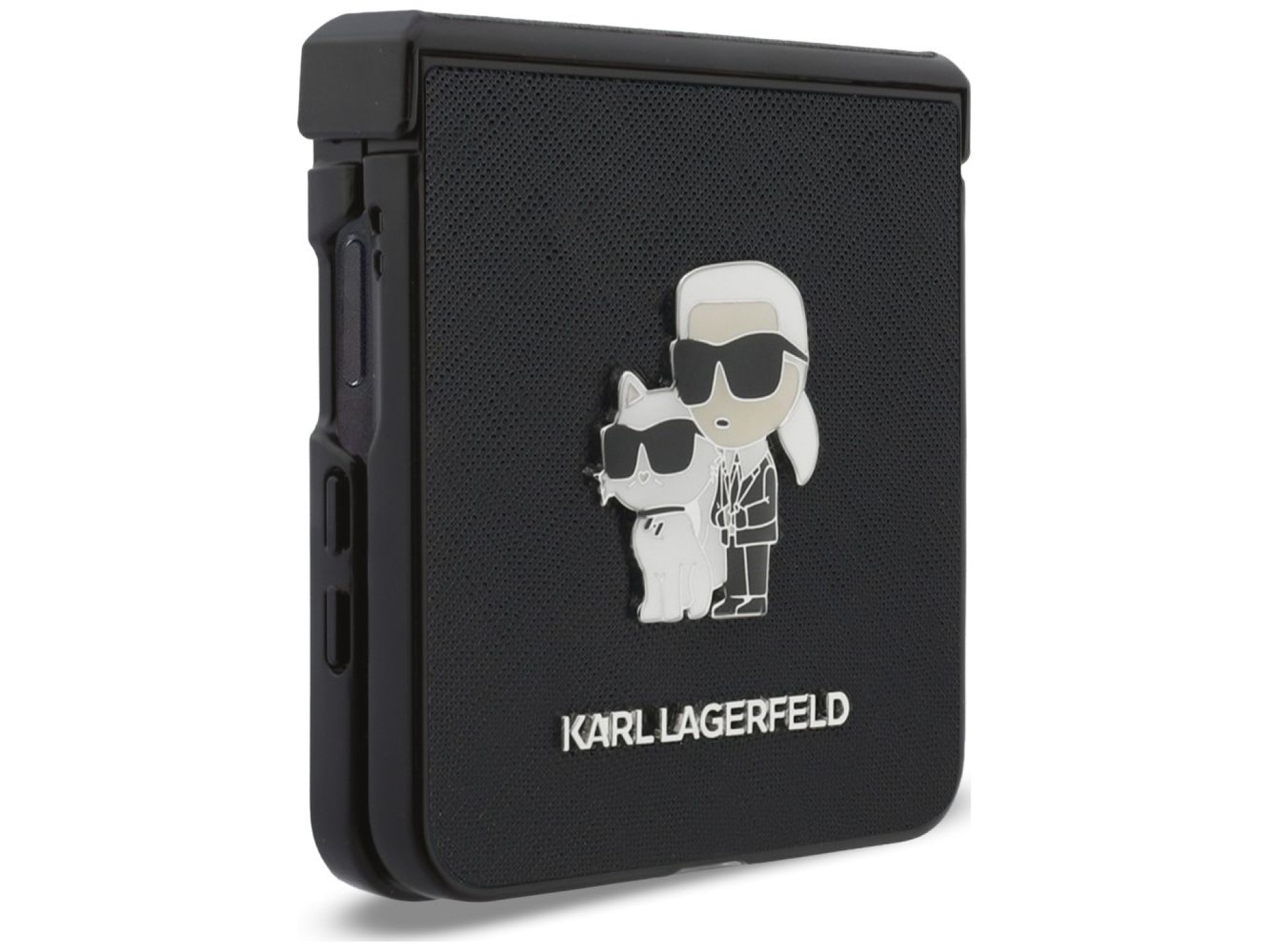 Karl Lagerfeld Karl&Choupette Saffiano Pins Case for Samsung Galaxy Z Flip 8 - Black