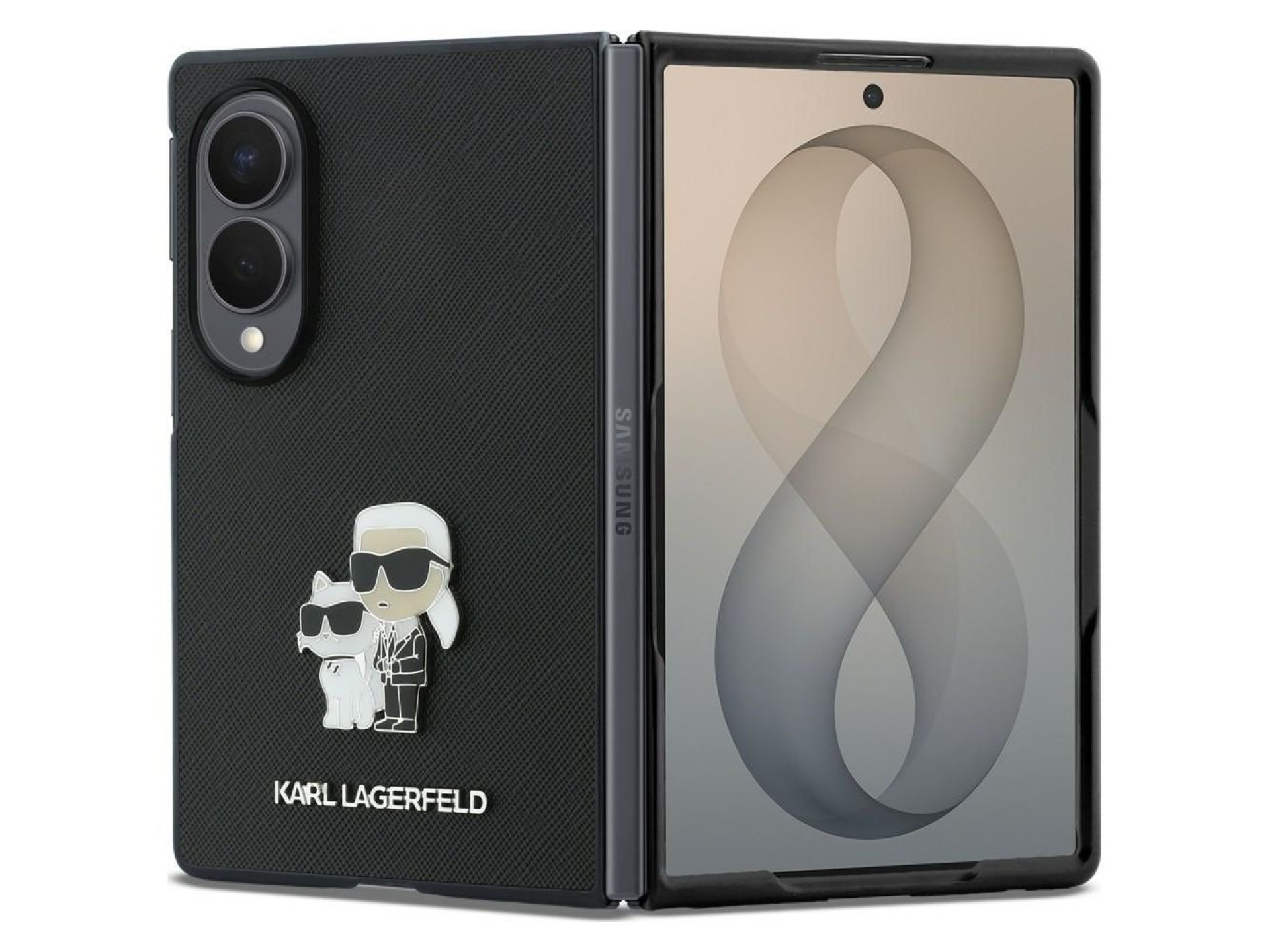 Funda Karl Lagerfeld Saffiano Karl&Choupette Pin para Samsung Galaxy Z Fold 8 - Negra