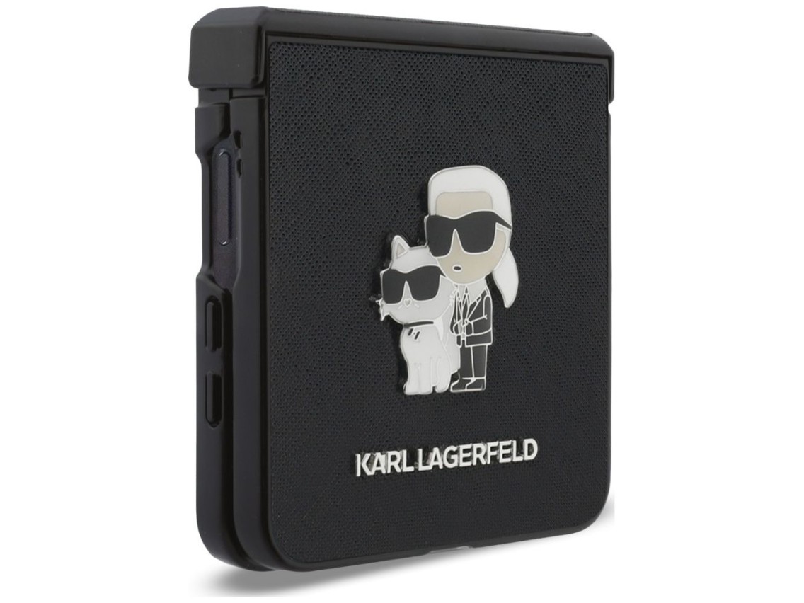 Capa Karl Lagerfeld Karl&Choupette Saffiano Pins para Samsung Galaxy Z Flip 8 - Preta