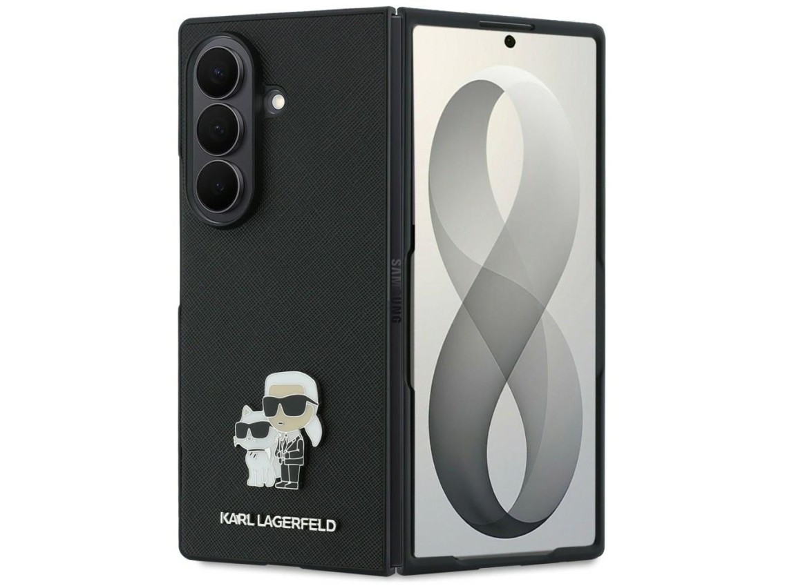 Karl Lagerfeld Saffiano Karl&Choupette Pin Case for Samsung Galaxy Z Fold 8 Ultra - Black