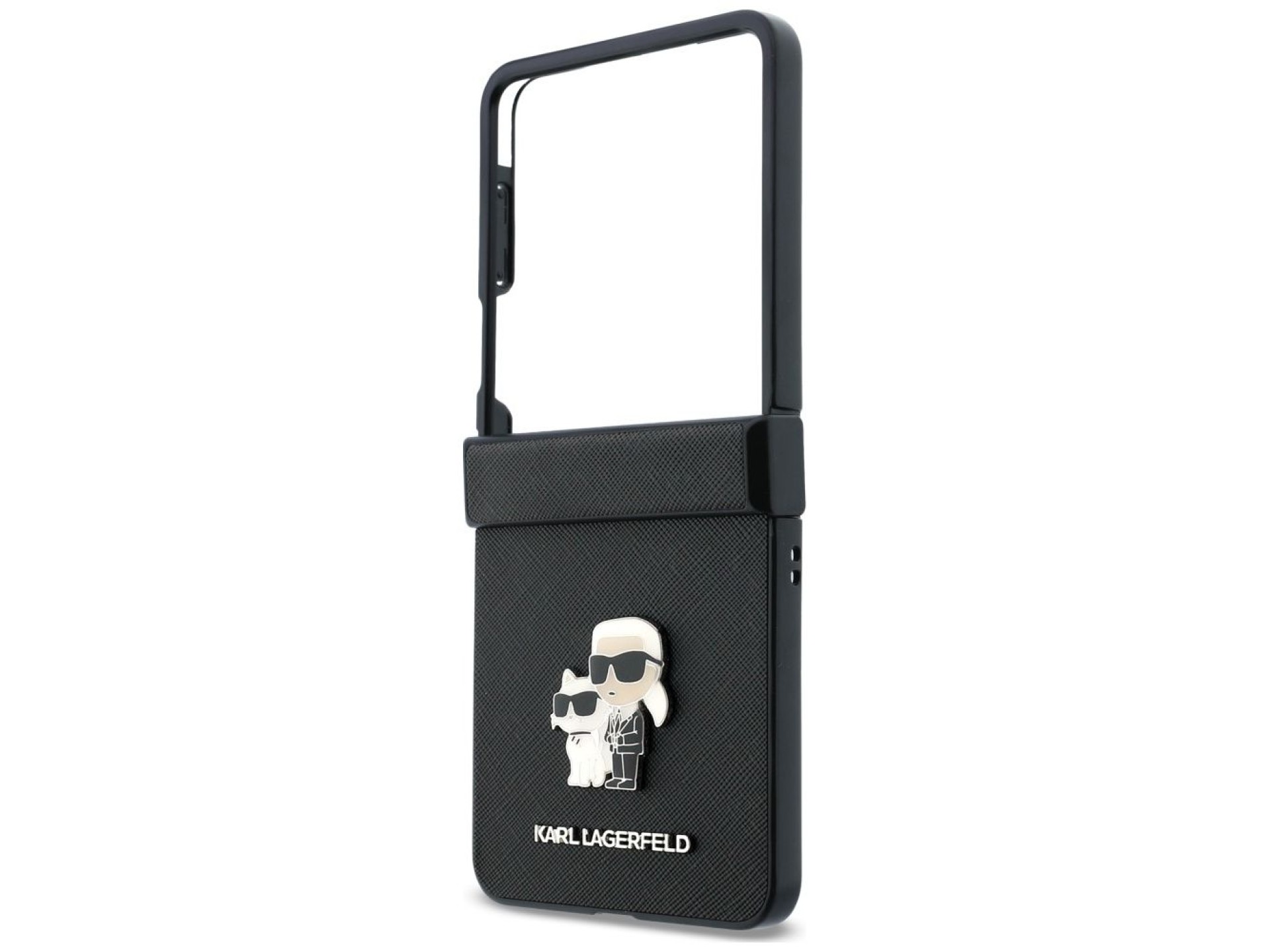 Karl Lagerfeld Karl&Choupette Saffiano Pins Case for Samsung Galaxy Z Flip 8 - Black