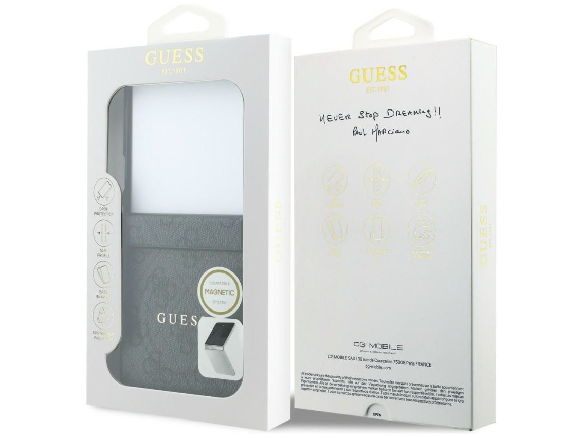 Capa Guess 4G Classic MagSafe para Samsung Galaxy Z Flip 8 - Preta