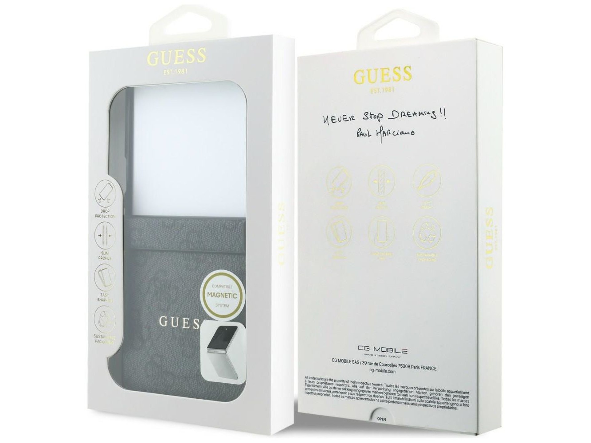 Capa Guess 4G Classic MagSafe para Samsung Galaxy Z Flip 8 - Preta