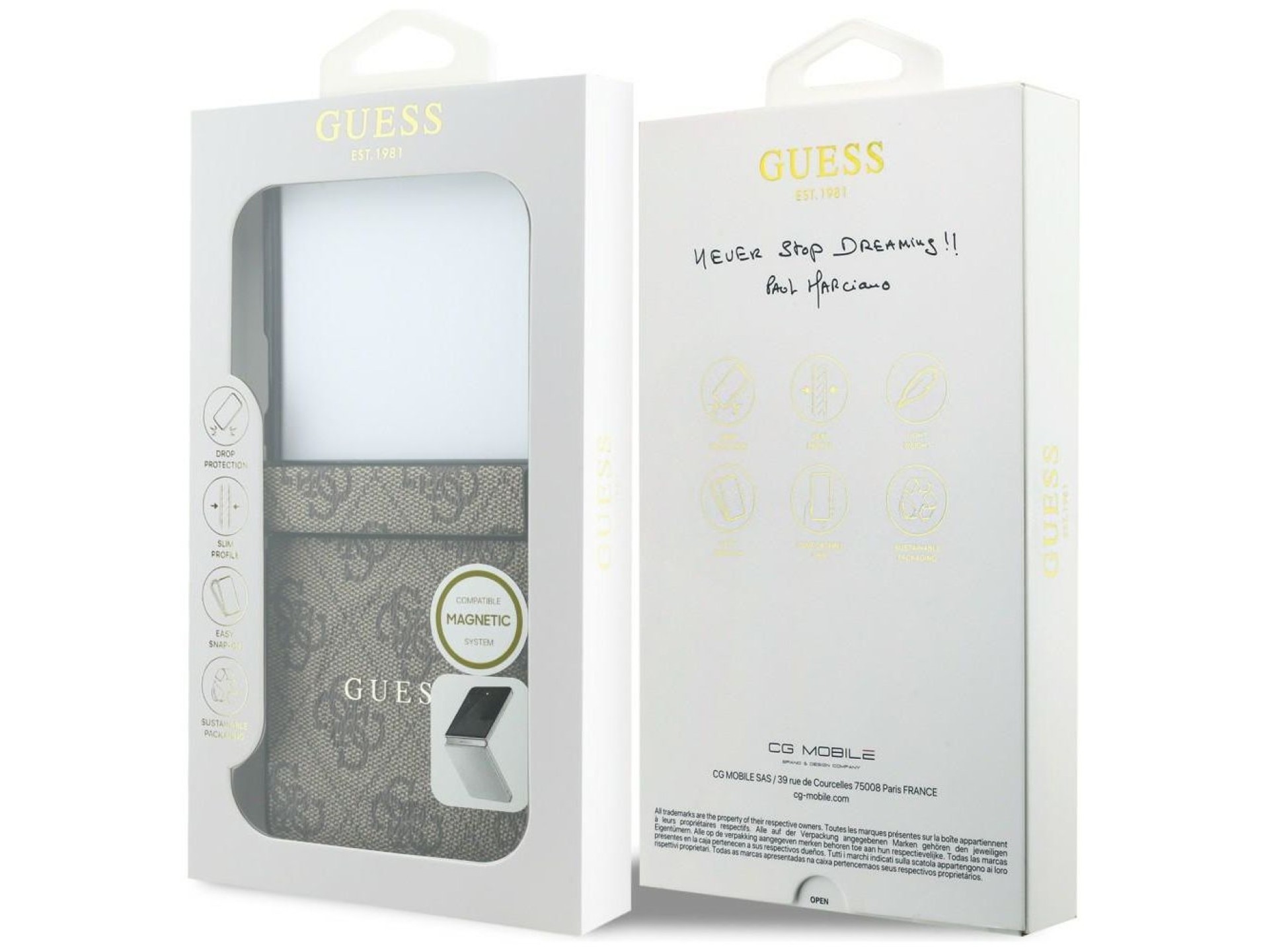 Funda Guess 4G Classic MagSafe para Samsung Galaxy Z Flip 8 - Marrón