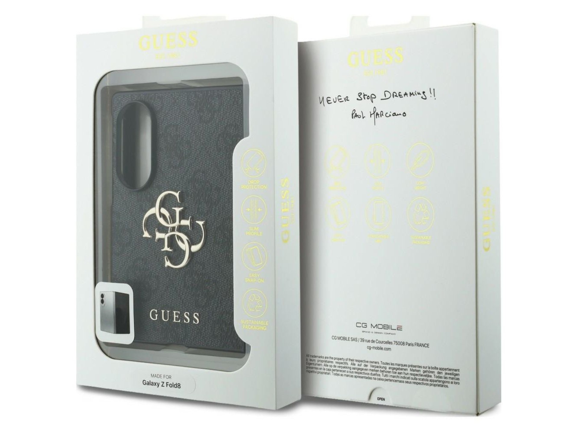Capa Guess com logo 4G grande para Samsung Galaxy Z Fold 8 - Preta
