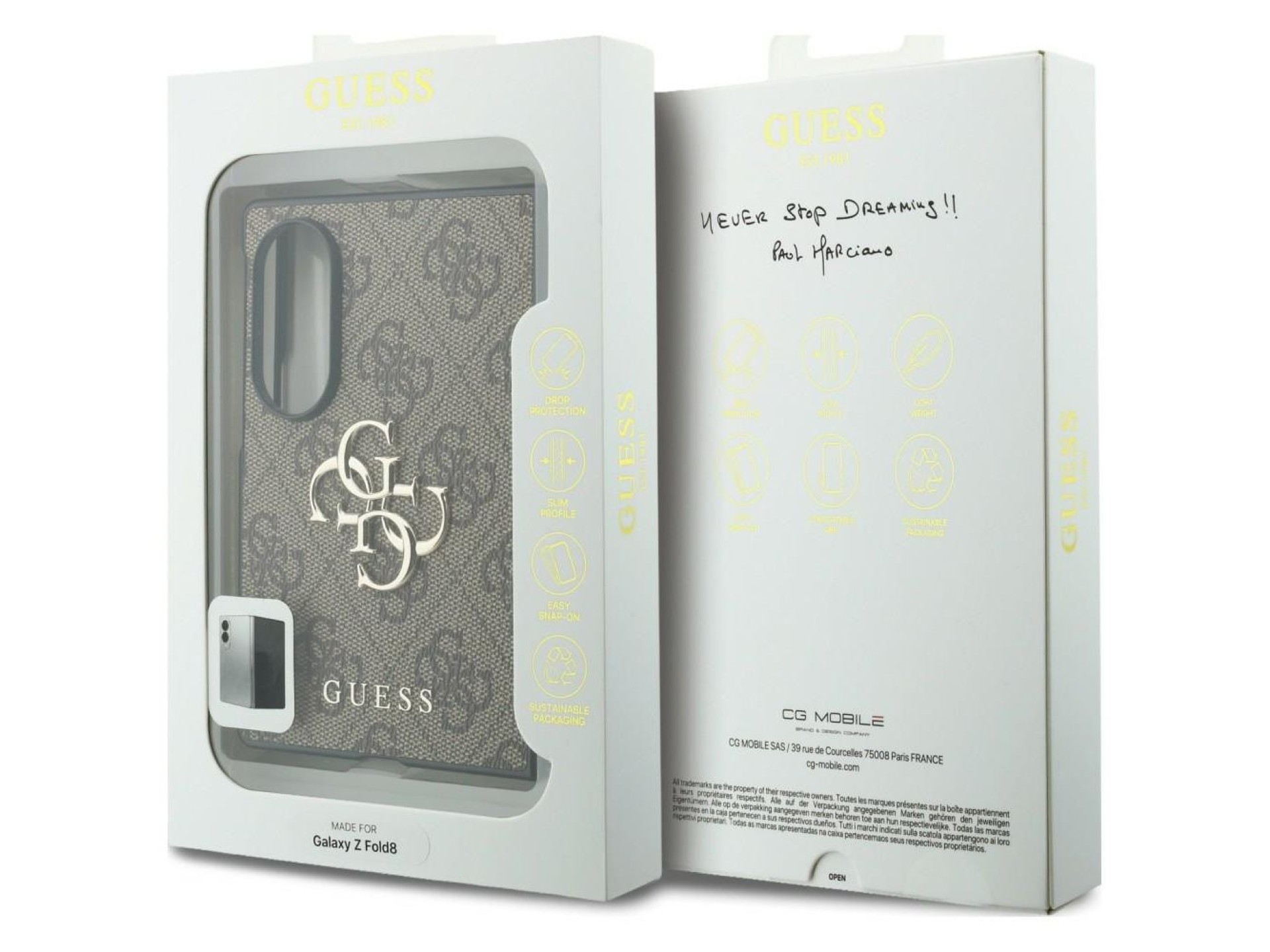 Capa Guess com logo 4G grande para Samsung Galaxy Z Fold 8 - Marrom