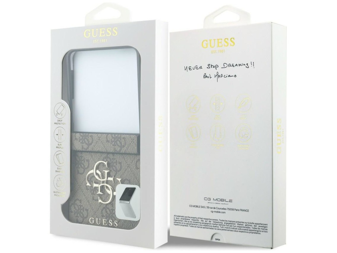 Capa Guess com logo 4G grande para Samsung Galaxy Z Flip 8 - Marrom