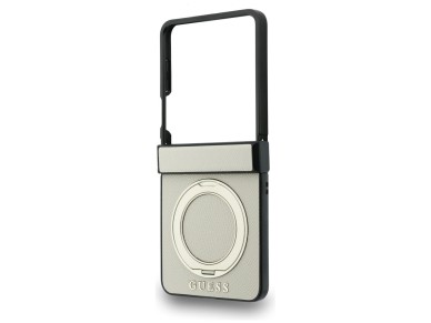 Guess Magnetic Ring Stand Grained Classic Logo MagSafe case for Samsung Galaxy Z Flip 8 - beige Guess Magnetic Ring Stand Grained Classic Logo MagSafe case for Samsung Galaxy Z Flip 8 - beige