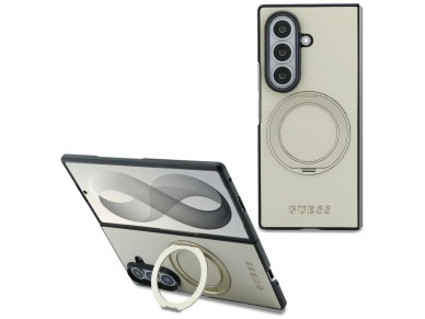 Guess Magnetic Ring Stand Grained Classic Logo MagSafe case for Samsung Galaxy Z Fold 8 Ultra - beig Guess Magnetic Ring Stand Grained Classic Logo MagSafe case for Samsung Galaxy Z Fold 8 Ultra - beig